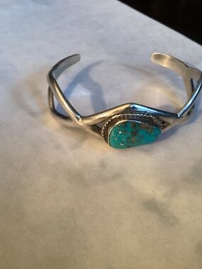 Turquoise sterling bracelet CUFF. SUPER CUTE WELL DESIGNED
